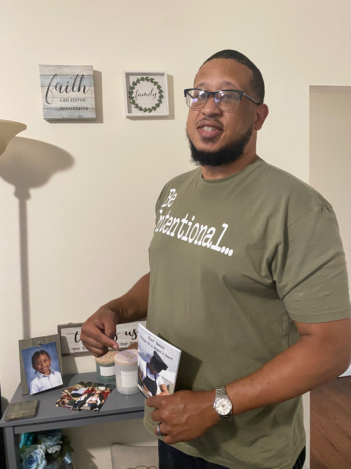 Brother sharing at a home Bible study