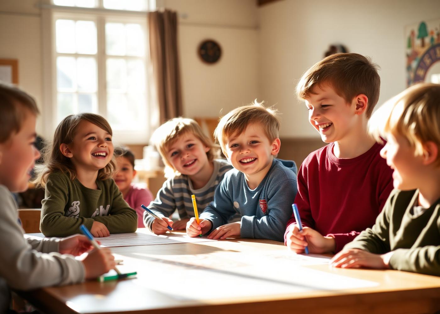 Children laughing during Sunday school